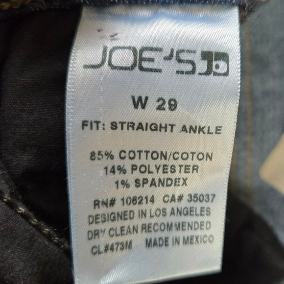 Joe’s Jeans Dark Wash Raw Hem Farrah Crop Classic Straight Ankle Jeans Size 29 - Picture 5 of 8